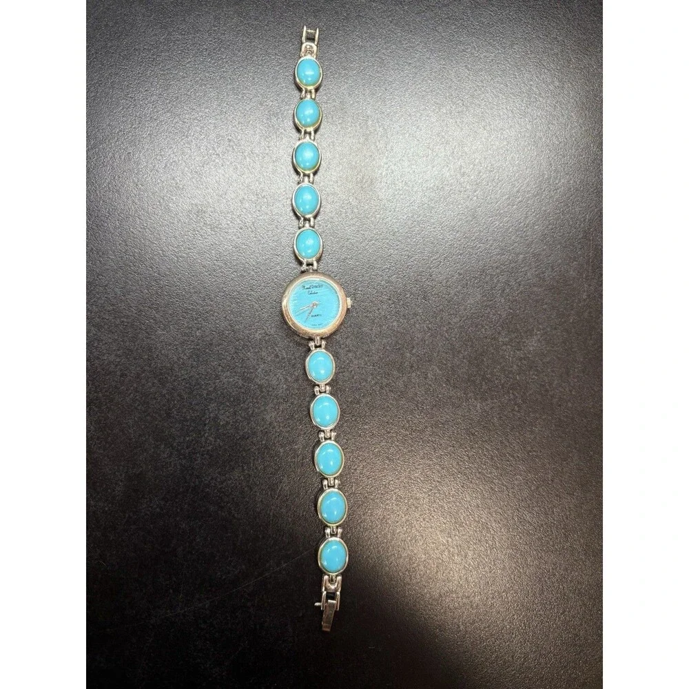 Marcel Drucker Collection Watch Silver Tone Turquoise Band